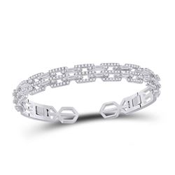 2 & 1/2 CTW Womens Baguette Diamond Bangle Bracelet 14kt White Gold - REF-300M2F