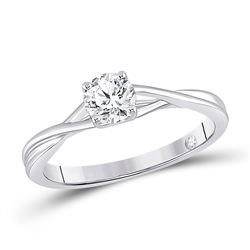 1/2 CTW Womens Round Diamond Solitaire Bridal Wedding Engagement Ring 14kt White Gold - REF-122X6T