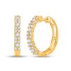 Image 1 : 3/4 CTW Womens Round Diamond Hoop Earrings 14kt Yellow Gold - REF-61V4Y