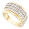 Image 1 : 1/2 CTW Mens Round Diamond Triple Row Band Ring 10kt Yellow Gold - REF-53V3Y
