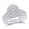 Image 1 : 1/2 CTW Round Diamond Bridal Wedding Ring Band Set 10kt White Gold - REF-54R5X