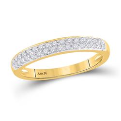 1/4 CTW Womens Round Pave-set Diamond Double Row Wedding Band Ring 14kt Yellow Gold - REF-40Y8N