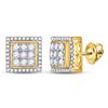 Image 1 : 3/4 CTW Mens Round Diamond Square Cluster Earrings 10kt Yellow Gold - REF-54R5X