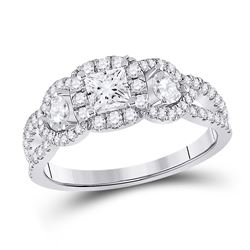 1 & 1/3 CTW Princess Diamond 3-stone Bridal Wedding Engagement Ring 14kt White Gold - REF-150A2M