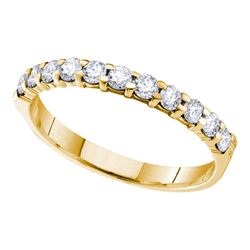 1/10 CTW Womens Round Diamond Wedding Single Row Band Ring 14kt Yellow Gold - REF-13F2W
