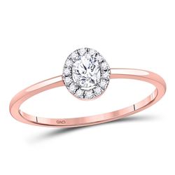 1/3 CTW Womens Oval Diamond Stackable Solitaire Ring 10kt Rose Gold - REF-49Y6N