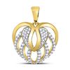 Image 1 : 1/5 CTW Womens Round Diamond Heart Open Strand Pendant 10kt Yellow Gold - REF-17R6X