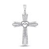 Image 1 : 1/4 CTW Womens Round Diamond Heart Cross Pendant 10kt White Gold - REF-25W9H
