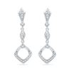 Image 1 : 1/6 CTW Womens Round Diamond Offset Square Dangle Earrings 10kt White Gold - REF-21A8M