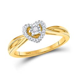 1/8 CTW Womens Round Diamond Heart Solitaire Ring 10kt Yellow Gold - REF-25M3F