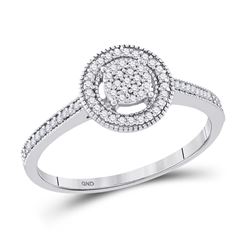 1/5 CTW Womens Round Diamond Circle Frame Cluster Ring 10kt White Gold - REF-16F4W