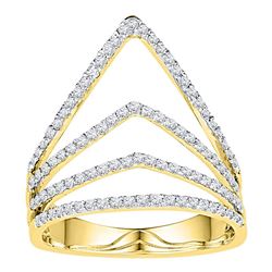 3/8 CTW Womens Round Diamond Chevron Fashion Ring 10kt Yellow Gold - REF-27T3V