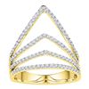 Image 1 : 3/8 CTW Womens Round Diamond Chevron Fashion Ring 10kt Yellow Gold - REF-27T3V