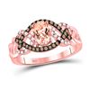 Image 1 : 1 CTW Womens Oval Morganite Brown Diamond Fashion Ring 10kt Rose Gold - REF-51M2F