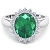 Image 3 : Natural 3.68 CTW Zambian Emerald & Diamond Ring 14K White Gold - REF-157F3N