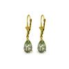 Image 1 : Genuine 2.5 ctw Green Amethyst Earrings 14KT Yellow Gold - REF-28K8V