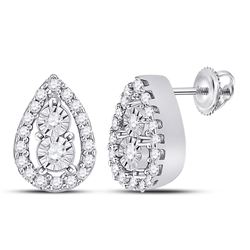 1/8 CTW Womens Round Diamond Teardrop Earrings 10kt White Gold - REF-20F5W