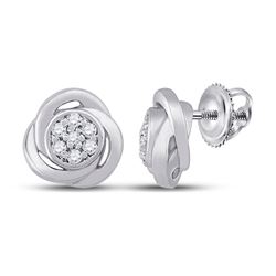 1/10 CTW Womens Round Diamond Cluster Earrings 10kt White Gold - REF-17X6T