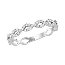 1/5 CTW Womens Round Diamond Twisted Stackable Band Ring 14kt White Gold - REF-23T9V