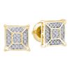 Image 1 : 1/10 CTW Womens Round Diamond Square Geomteric Cluster Earrings 10kt Yellow Gold - REF-19X2T