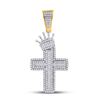 Image 1 : 2 CTW Mens Baguette Diamond Crown Cross Charm Pendant 10kt Yellow Gold - REF-136H4R