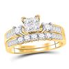 Image 1 : 7/8 CTW Princess Diamond Cluster Bridal Wedding Ring 10kt Yellow Gold - REF-63A3M