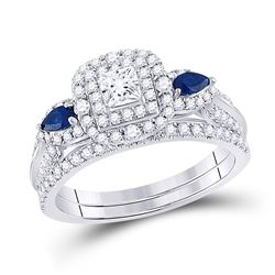 7/8 CTW Princess Diamond Bridal Wedding Ring 14kt White Gold - REF-122R6X