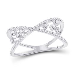 1/3 CTW Womens Round Diamond Modern Scattered Fashion Ring 14kt White Gold - REF-34R8X