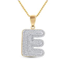 5/8 CTW Mens Round Diamond Initial E Letter Charm Pendant 10kt Yellow Gold - REF-54M5F
