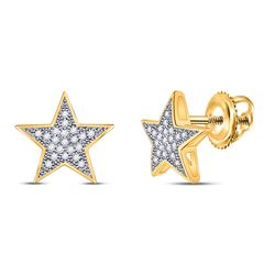 1/10 CTW Womens Round Diamond Star Earrings 10kt Yellow Gold - REF-12M2F