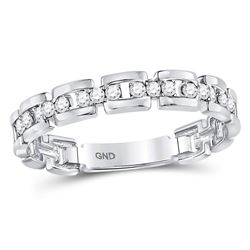 1/5 CTW Womens Round Diamond Rolo Link Stackable Band Ring 10kt White Gold - REF-22F5W