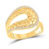 Image 1 : 1/4 CTW Womens Round Diamond Scale Fashion Ring 14kt Yellow Gold - REF-47W6H