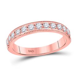 1/2 CTW Womens Round Diamond Wedding Band Ring 14kt Rose Gold - REF-54H5R