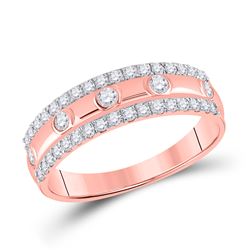 1/2 CTW Womens Round Diamond Anniversary Ring 10kt Rose Gold - REF-38F2W