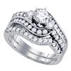 Image 1 : 1 & 1/2 CTW Round Diamond Bridal Wedding Ring 14kt White Gold - REF-241M9F
