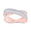 Image 1 : 3/4 CTW Womens Baguette Round Diamond Crossover Band Ring 14kt Two-tone Gold - REF-54V5Y