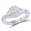 Image 1 : 3/8 CTW Round Diamond Bridal Wedding Ring Band Set 10kt White Gold - REF-51Y2N