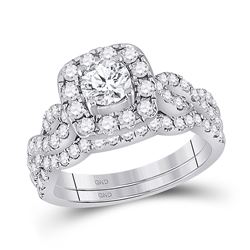 1 & 1/2 CTW Round Diamond Bridal Wedding Ring 14kt White Gold - REF-241R9X