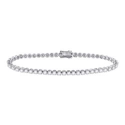 3 CTW Womens Round Diamond Studded Tennis Bracelet 14kt White Gold - REF-211V4Y