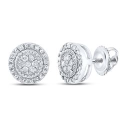 1/10 CTW Womens Round Diamond Cluster Earrings 10kt White Gold - REF-13A5M