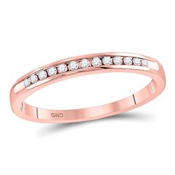 1/10 CTW Womens Round Diamond Single Row Channel-set Wedding Band Ring 14kt Rose Gold - REF-21X8T