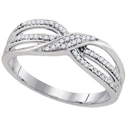 1/10 CTW Womens Round Diamond Twist Band Ring 10kt White Gold - REF-17R6X