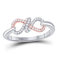1/10 CTW Womens Round Diamond Infinity Ring 10kt Two-tone Gold - REF-13V5Y