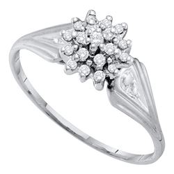 1/10 CTW Womens Round Diamond Cluster Ring 10kt White Gold - REF-15Y5N
