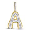 Image 1 : 1 & 1/3 CTW Mens Round Diamond A Letter Charm Pendant 10kt Yellow Gold - REF-74T9V