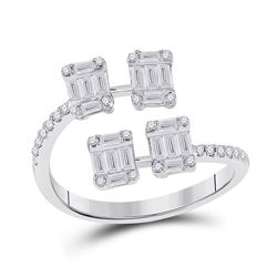 5/8 CTW Womens Baguette Diamond Bisected Fashion Ring 14kt White Gold - REF-70X8T