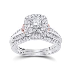 1 CTW Round Diamond Bridal Wedding Ring 14kt Two-tone Gold - REF-136W4H