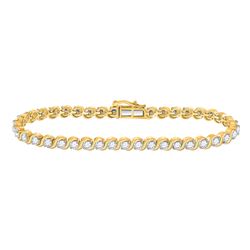 3 CTW Womens Round Diamond Single Row Tennis Bracelet 14kt Yellow Gold - REF-229X3T