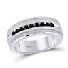 Image 1 : 1/2 CTW Mens Round Black Color Enhanced Diamond Wedding Band Ring 10kt White Gold - REF-90T5V