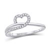 1/6 CTW Womens Round Diamond Heart Ring 10kt White Gold - REF-22V5Y